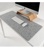 Keçe & Deri Çift Taraflı Masa Matı, Mousepad, Çalışma Masası Düzenleme- 40x90 - Gri & Siyah (Gri)