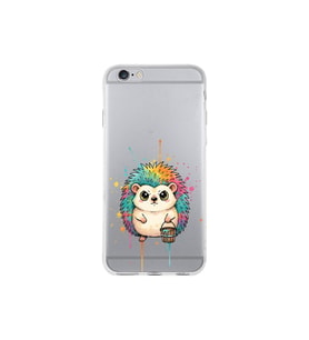 iPhone 6 ile Uyumlu Splash Kirpi Tasarımlı Şeffaf Silikon Kılıf