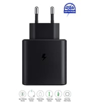 Samsung Galaxy Uyumlu 45W Type-C to Type-C Super Hızlı Şarj Cihazı / Şarj Aleti Adaptör -İthalatçı Garantili (Siyah)