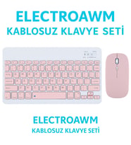 Kablosuz Bluetooth Klavye + Mouse Seti (iOS / Android / Windows Uyumlu) (Pudra Pembe)