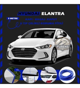 Hyundai Elantra Oto Araç Kapı Koruma Fitili 5metre Parlak Mavi Renk