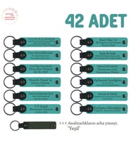 Dernekler İçin Üzerinde İsim Ve Mesaj Yazılabilen 42' li Anahtarlık Seti, Koyu Turkuaz & Yeşil