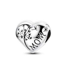 Karahindiba ve Mom Yazılı Kalp Boncuk Charm