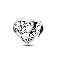 Karahindiba ve Mom Yazılı Kalp Boncuk Charm