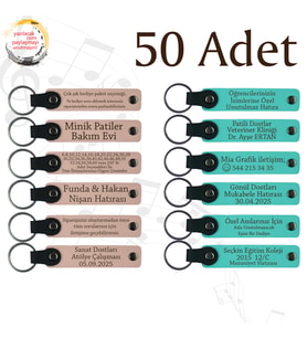 Pudra & Turkuaz, 50’li Set, İsim Yazılabilen Deri Anahtarlık, Kurumsal Eğitim Sonu Katılımcılara Anı