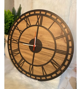 Dekoratif Ahşap Duvar Saati 50 cm