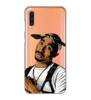 Samsung Galaxy A70 Uyumlu Tupac Tasarımlı Şeffaf Telefon Kılıfı