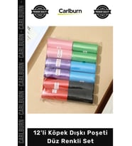 #Petshop Dayanıklı Sızdırmaz Hijyenik Pratik Ekonomik Rulo 12'li Köpek Dışkı Poşeti Düz Renkli Set