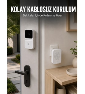HD Kameralı Beyaz Görüntülü Kapı Zili Çift Yönlü Sesli Wi-Fi Akıllı Kapı Zili
