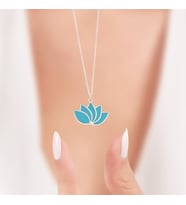 925 Ayar Gümüş Lotus Tasarımlı Kadın Kolye Doğum Günü Hediyesi,Sevgiliye Hediye,Arkadaşa Hediye