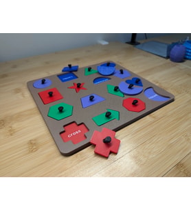 Northcity 3D Baskı İngilizce Etiketli Şekil Tanıma Puzzle Tahtası - 16 Geometrik Şekil, Bilişsel Gelişim ve Kelime Öğrenme Seti