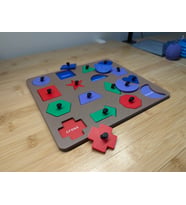 Northcity 3D Baskı İngilizce Etiketli Şekil Tanıma Puzzle Tahtası - 16 Geometrik Şekil, Bilişsel Gelişim ve Kelime Öğrenme Seti