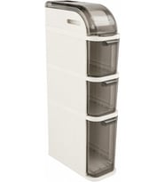 Slim Tekerlekli Organizer Dolap, 3 Çekmeceli ve Üst Bölmeli Dar Alan Depolama Ünitesi, Banyo, Mutfak ve Çamaşır Odası Düzenleyici, 95 x 20 x 41 cm, Krem Füme