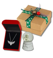 Forentina Gümüş Kaplama Melek Kanadı Kolye - Melek Figürlü Kar Küresi Özel Yılbaşı Kutusunda Hediye Set PS3310