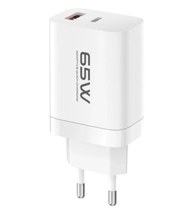 C99q 65w Pd Destekli Type-c Ve Usb Çift Çıkışlı Hızlı Şarj Adaptörü - Beyaz