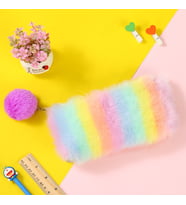 Peluş Kalem Kutusu Okula Hazırlık Kalem Çantası Soft Renkli Peluş Kalemlik