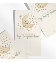 12’li 8,5x15 cm Ay Yıldız Temalı Bayram Harçlık ve Para Kartı – Çocuklar İçin Ramazan & Kurban