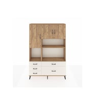 Arges Dolap 8 Raflı 5 Çekmeceli 3 Kapaklı 132x30x195 Çam-Çam/Aytaşı
