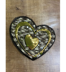 21X23 CM PUL PAYETLİ KALP ARMA YAMA DİKİŞ HOİ AKSESUARI