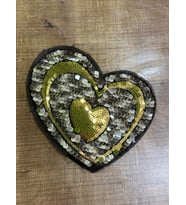 21X23 CM PUL PAYETLİ KALP ARMA YAMA DİKİŞ HOİ AKSESUARI