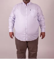 Boldman Büyük Beden Battal Big Size Erkek Beyaz Mavi Nokta Desenli Düğmeli Tek Cepli Pamuklu Gömlek