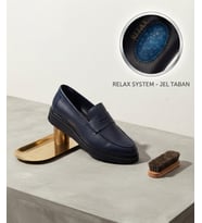 Growish GR0392 Hakiki Deri İtalyan Tarz Lacivert Renk Penny Loafer Model Yüksek Kalın Taban Spor Klasik Ayakkabı