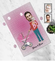 Kişiye Özel Babalar Günü Baba Kız Bebek Karikatürlü A4 99 Parça Puzzle Model-1