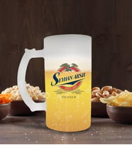 BK Gift Kişiye Özel Bira Logolu Buzlu Cam Bira Bardağı 50cl-7 (Beyaz)