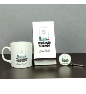 Fen Bilimleri Öğretmeni Üçlü Set (Kupa + Telefon Standı + Anahtarlık) 001