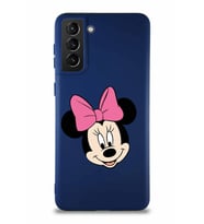 Samsung Galaxy S21 Plus Soft Premier Kapak Minnie Mouse-C Tasarımlı Silikon Kılıf - Lacivert (Şeffaf)
