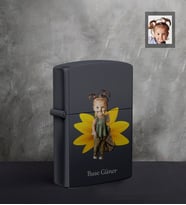 Kişiye Özel Kız Çocuk Karikatürlü UV Siyah Benzinli Cakmak Model-1