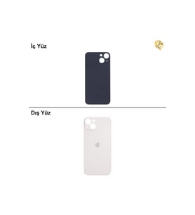 iPhone 13 mini Beyaz Renk Arka Kapak Arka Cam Batarya Kapağı Lazer Kesim Kapak Pil Kapağı