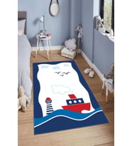 Dijital Baskılı Kaymaz Taban Yıkanabilir Kolay Temizlenir Modern Çocuk Odası Halısı NDÇ-HP-686 (Mavi)