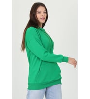 Kadın Yeşil Kapüşonlu Kanguru Cepli Üç Iplik Sweatshirt Fvr002
