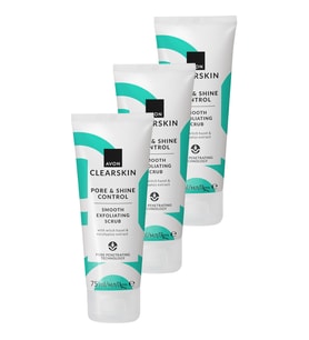 Clearskin Pore & Shine Control Smooth Yüz İçin Arındırıcı Scrub 75 Ml. Üçlü Paket