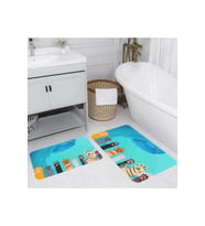 Rovigo Home Dijital Baskılı 2'li Banyo paspas Takımı RVG5132 (Mavi)