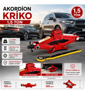 1,5 Ton Akordiyon Kriko Cırcırlı Araç Kaldırma Krikosu