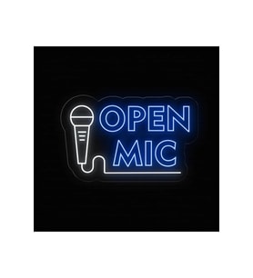 OPEN MIC Yazılı ve Şekilli Neon Tabela
