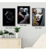 kadın resim sanatsal art resimler tablosu 3 adet 35cmx50cm kumaş baskılı canvas tablo