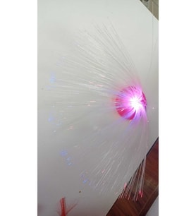Renkli Fiber Optik Yılbaşı Gece Lambası, LED Işıklı UFO Tasarım (Krem)