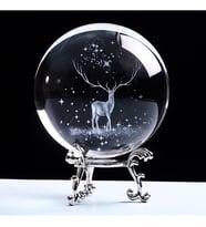 Dekoratif Metal Ayaklı Geyik Tasarımlı 3D Cam Küre Standlı Christmas Ren Geyiği