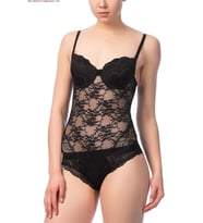 NBB 4528 Kadın Sütyen Kaplı Dantel Babydoll (Siyah)