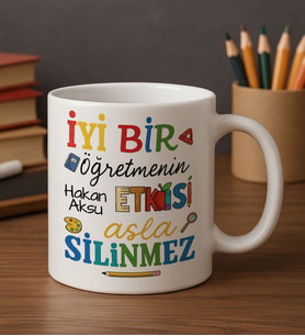 BK Gift Kişiye Özel İyi Bir Öğretmen Tasarımlı Beyaz Kupa Bardak-2, Öğretmene Hediye, Öğretmenler Günü Hediyesi