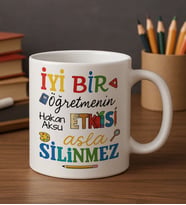 BK Gift Kişiye Özel İyi Bir Öğretmen Tasarımlı Beyaz Kupa Bardak-2, Öğretmene Hediye, Öğretmenler Günü Hediyesi