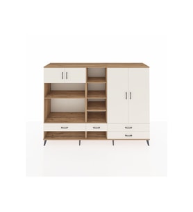 Hyperion Dolap 12 Raflı 4 Çekmeceli 4 Kapaklı 220x44x163 Çam-Aytaşı