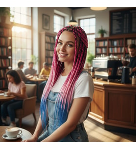 Afrika Örgüsü Ve Rasta İçin Sen Ombreli / Koyu Pembe / Açık Pembe / Mavi