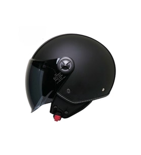 Motosiklet Yarım Deri Kask Siyah Vizör R22.06 Sertifika Fiber Material Black Leather Motor Kaskı
