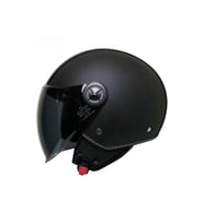 Motosiklet Yarım Deri Kask Siyah Vizör R22.06 Sertifika Fiber Material Black Leather Motor Kaskı