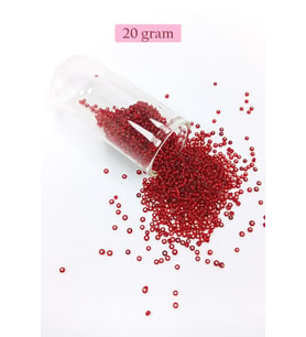 Dökme Cam Kum Boncuk (11/0) 2 mm - 20 Gram - Şeffaf Koyu Kırmızı - BNC015