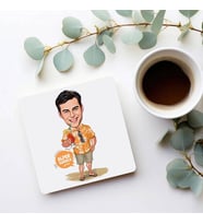 Kişiye Özel Tatildeki Yakışıklı Karikatürlü Bardak Altlığı